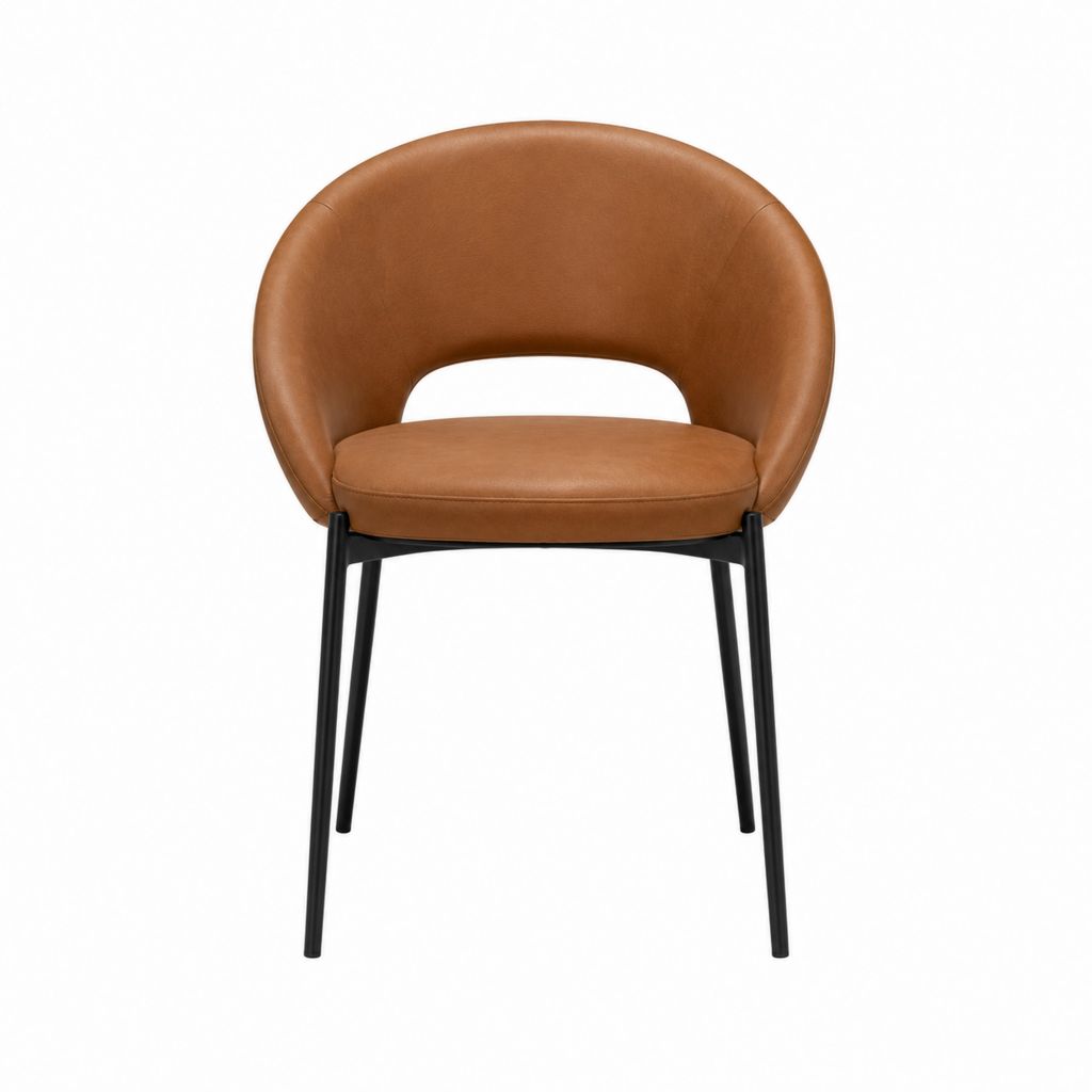 Esszimmerstuhl mit Armlehnen Cognac PU-Kunstleder Stahlgestell 80 cm