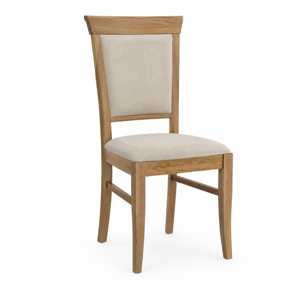 Esszimmerstuhl aus Eichenholz Natur mit Polyesterbezug Beige rechteckig 45 x 55 x 100 cm