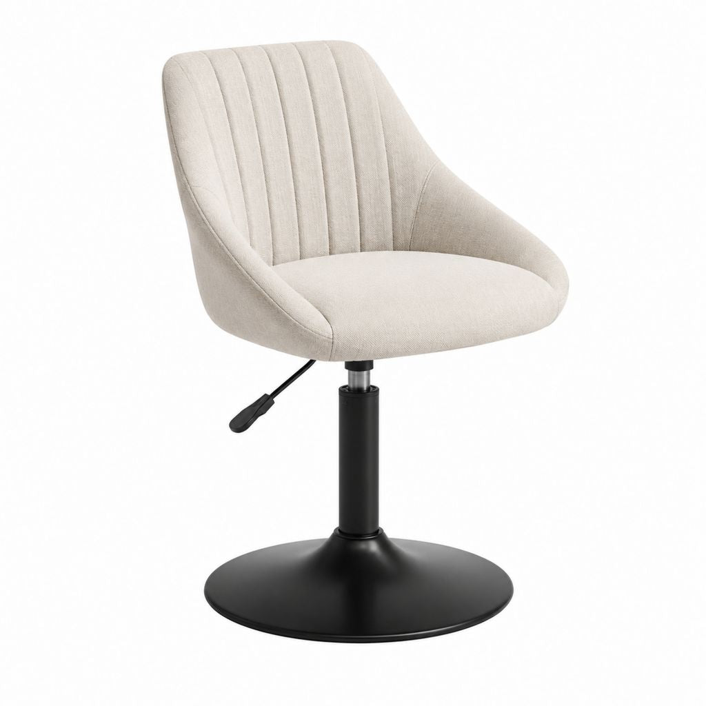 Esszimmerstuhl höhenverstellbar Beige Polyester mit rundem Stahlfuß 60 x 60 x 84-94 cm