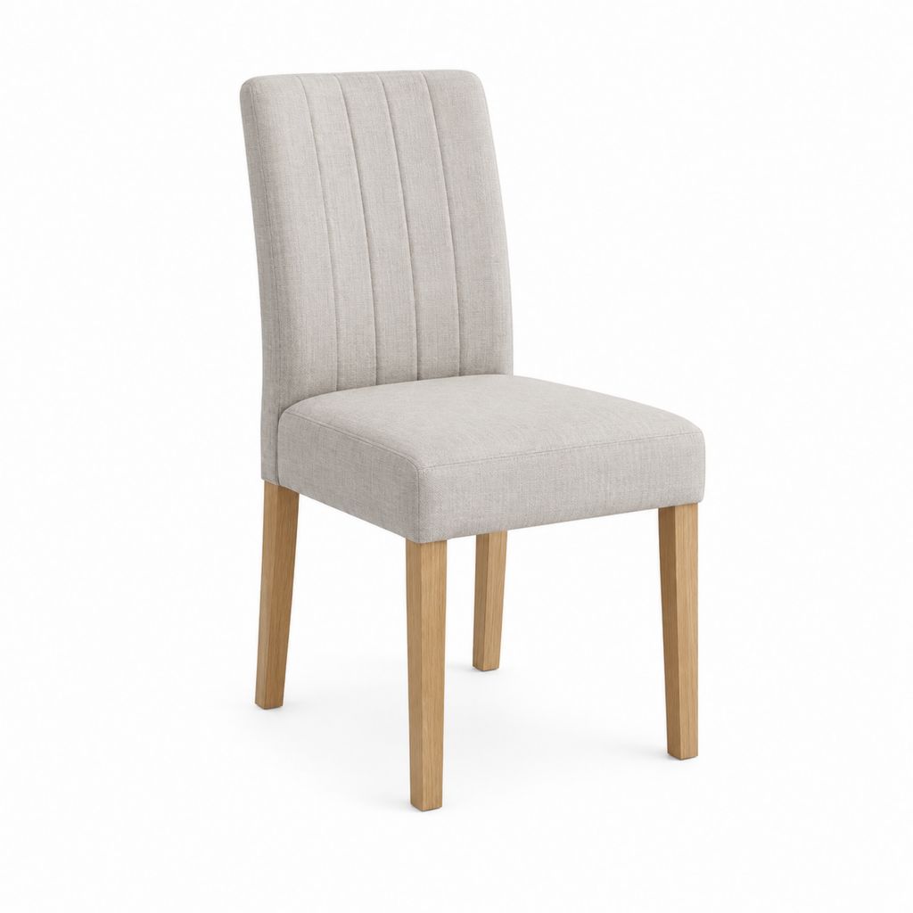 Esszimmerstuhl Beige mit Polyesterbezug und Massivholzbeinen 45 x 57 x 98 cm