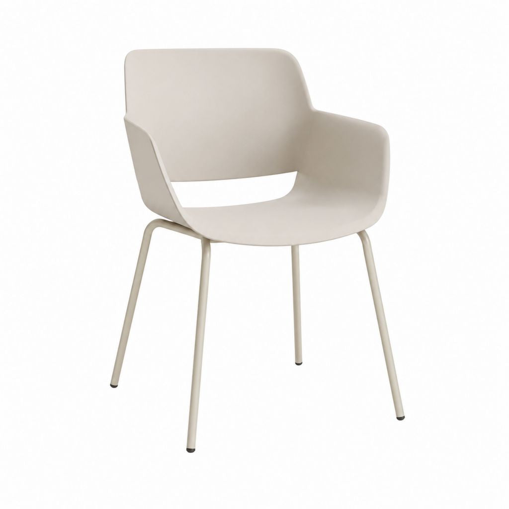 Esszimmerstuhl mit Armlehnen Beige Polypropylen Stahlgestell 58 x 55 x 82 cm
