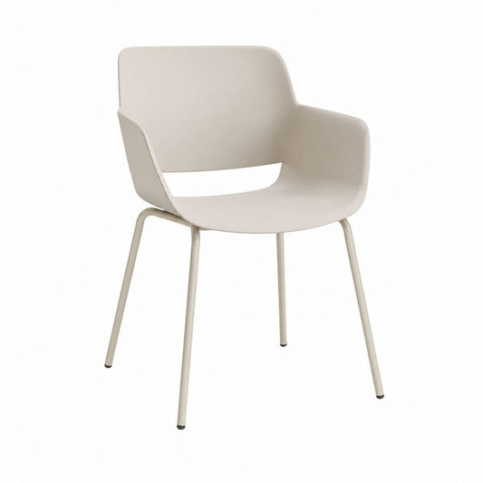 Esszimmerstuhl mit Armlehnen Beige Polypropylen Stahlgestell 58 x 55 x 82 cm