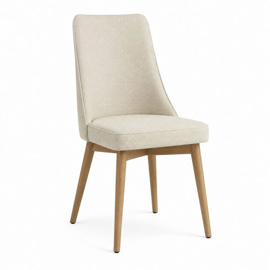Esszimmerstuhl Beige mit Polyester Bouclé und Massivholzbeinen rechteckige Rückenlehne 46 x 60 x 90 cm