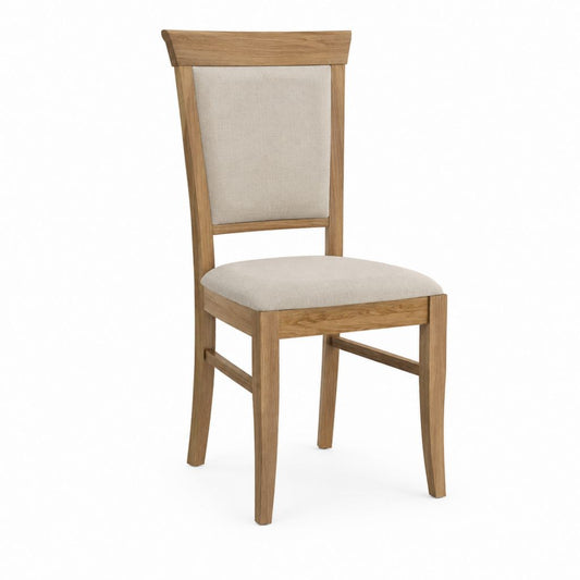 Esszimmerstuhl aus Eichenholz Natur mit Polyesterbezug Beige rechteckig 45 x 55 x 100 cm