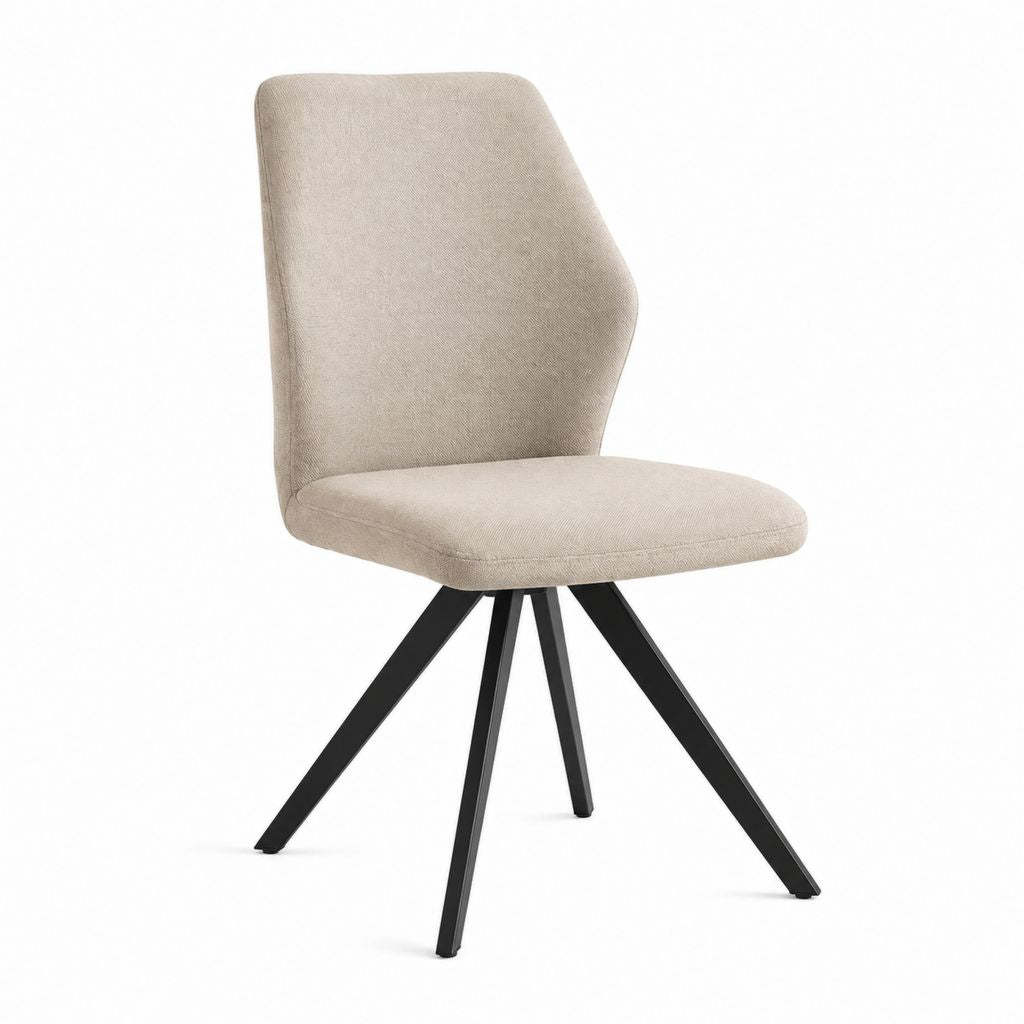 Esszimmerstuhl Beige mit Polyesterbezug und Stahlgestell 48 x 60 x 88 cm