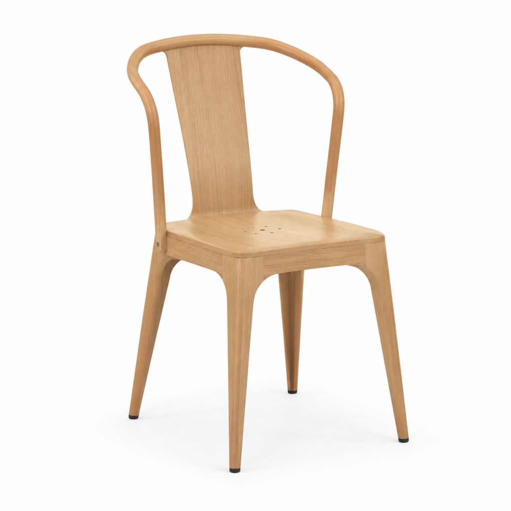 Esszimmerstuhl Natur Eichenfurnier Sperrholz mit geschwungener Rückenlehne 82 x 48 x 52 cm