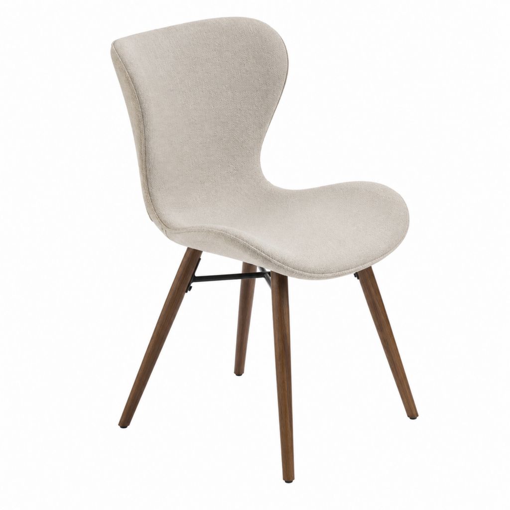 Esszimmerstuhl Beige mit Polyesterbezug und Buchenholzgestell geschwungene Form 48 x 58 x 88 cm