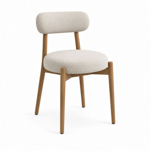 Esszimmerstuhl Beige mit Polyesterbezug und Massivholzgestell 55 x 55 x 78 cm