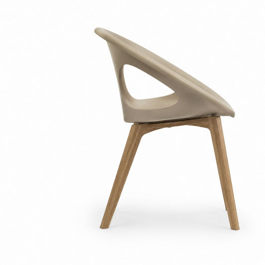 Esszimmerstuhl Beige aus Polypropylen mit Massivholzbeinen 48 x 54 x 82 cm