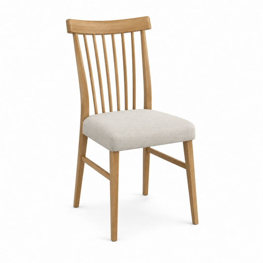 Esszimmerstuhl Eiche massiv Natur mit Polyesterbezug Beige rechteckiger Sitz 46 x 54 x 95 cm