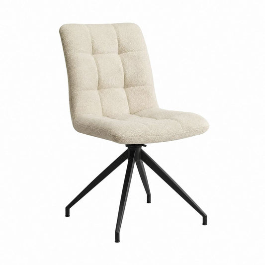 Drehbarer Esszimmerstuhl Creme Polyester-Bouclé Stahl 87 x 47 x 60 cm