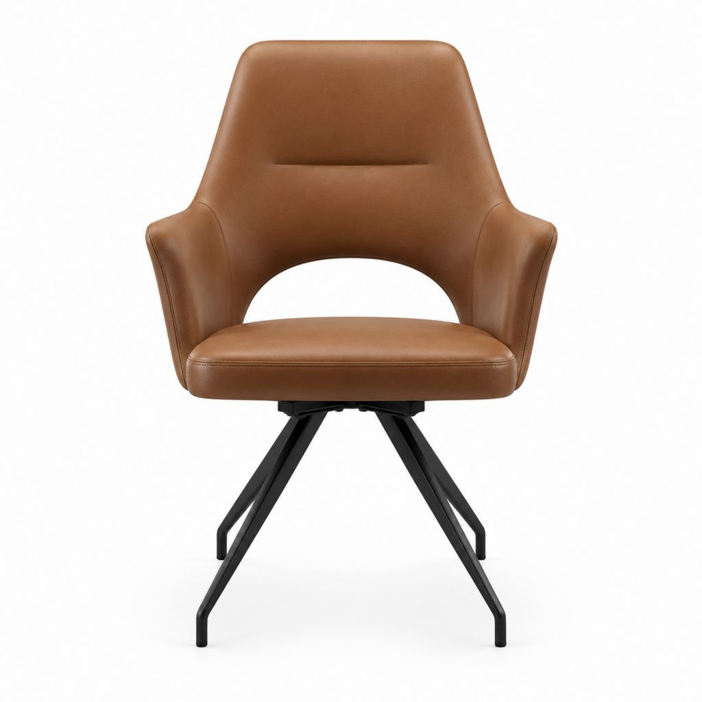 Drehbarer Esszimmerstuhl Braun mit PU-Kunstleder und Stahlgestell 60 x 62 x 88 cm