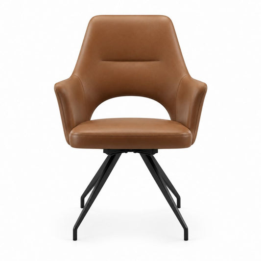 Drehbarer Esszimmerstuhl Braun mit PU-Kunstleder und Stahlgestell 60 x 62 x 88 cm